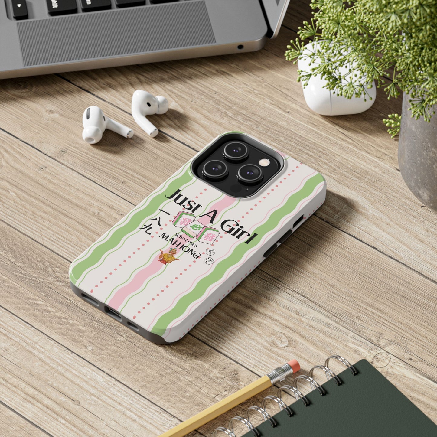 Just A Girl Who Loves Mahjong Phone Case | Mahjong Tiles Pattern - Splash of Color Co.