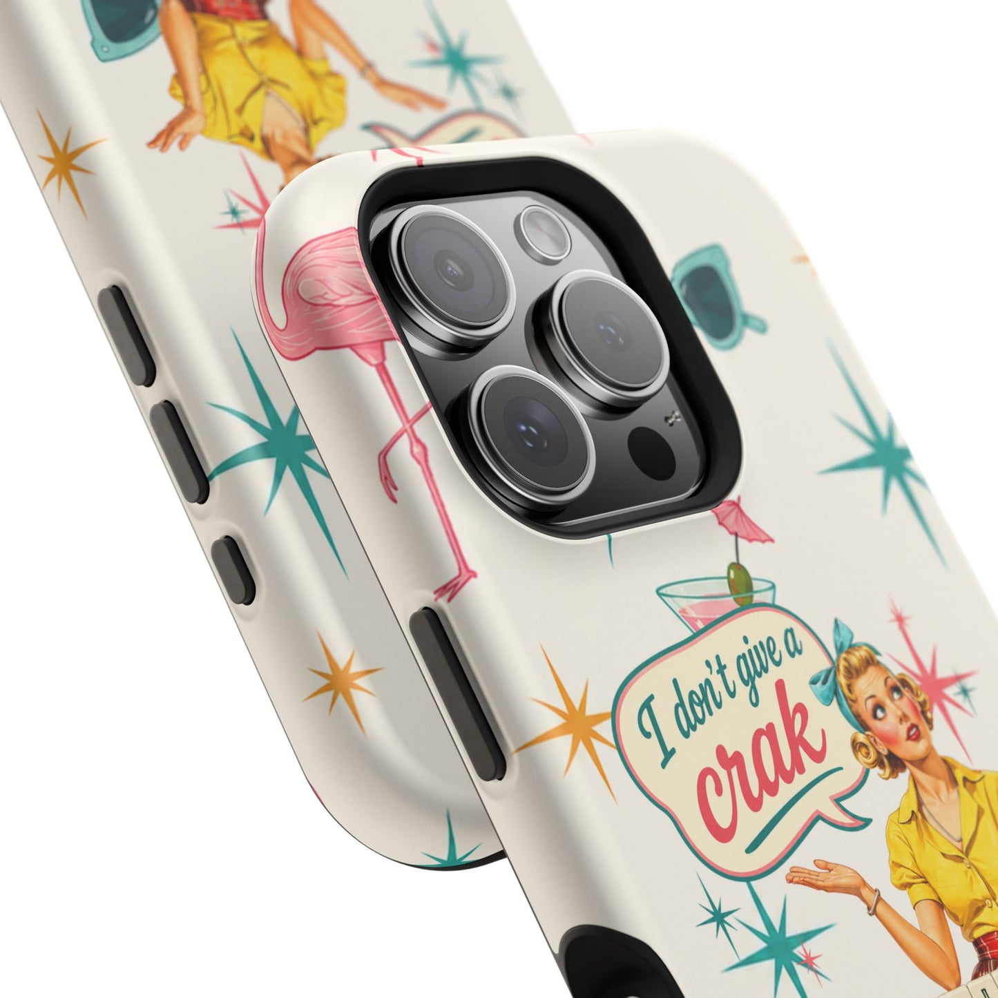 Funny Mahjong Tropical Flamingo Phone Case — “I Don’t Give a Crak” Magnetic Impact-Resistant Case