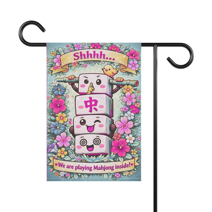 Shhhh We Are Playing Mahjong Inside Garden Flag | Garden Banner - Splash of Color Co.