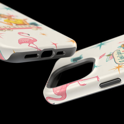 Funny Mahjong Tropical Flamingo Phone Case — “I Don’t Give a Crak” Magnetic Impact-Resistant Case