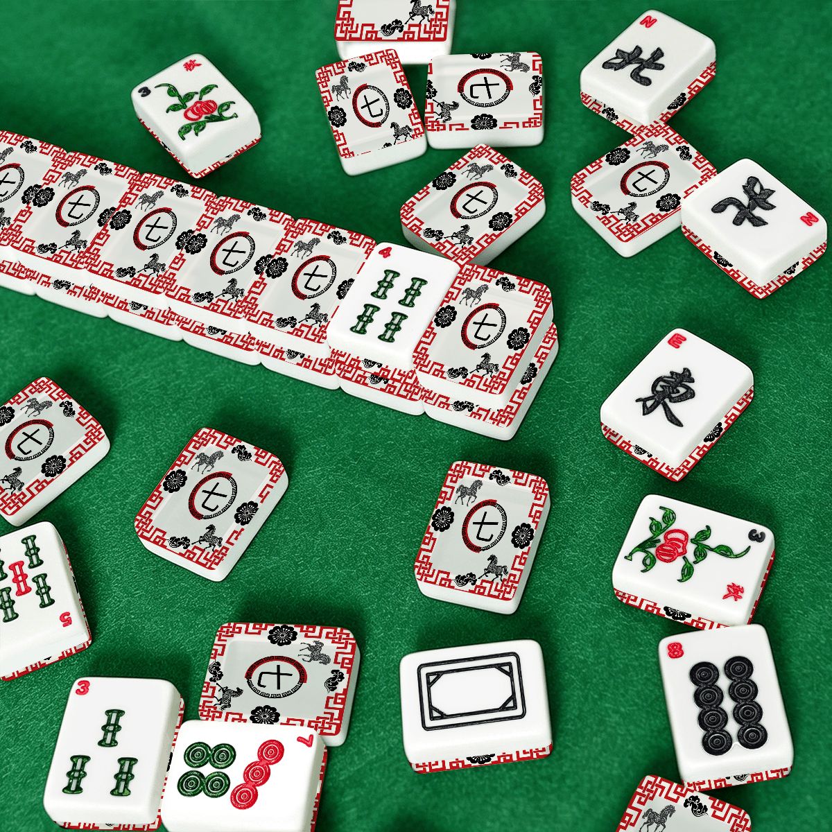 Lucky Horse Red And Black American Mahjong Tiles And Carry Bag Set - Splash of Color Co.