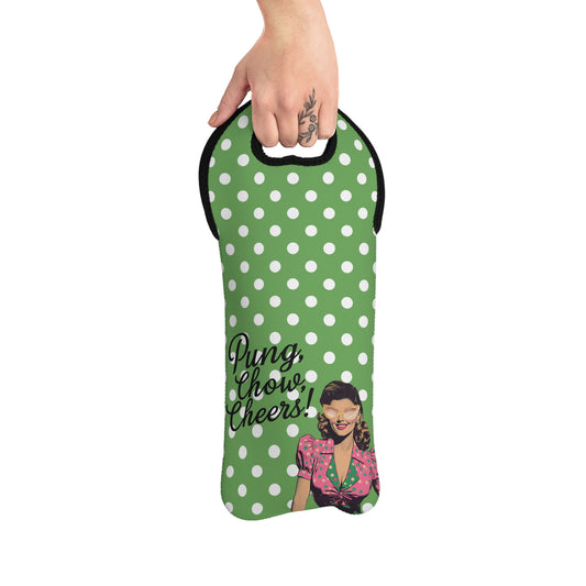 Mahjong Wine Tote, Hostess Gift, Funny Mahjong Gift, Pung Chow, Cheers Vintage Style Wine Tote Bag