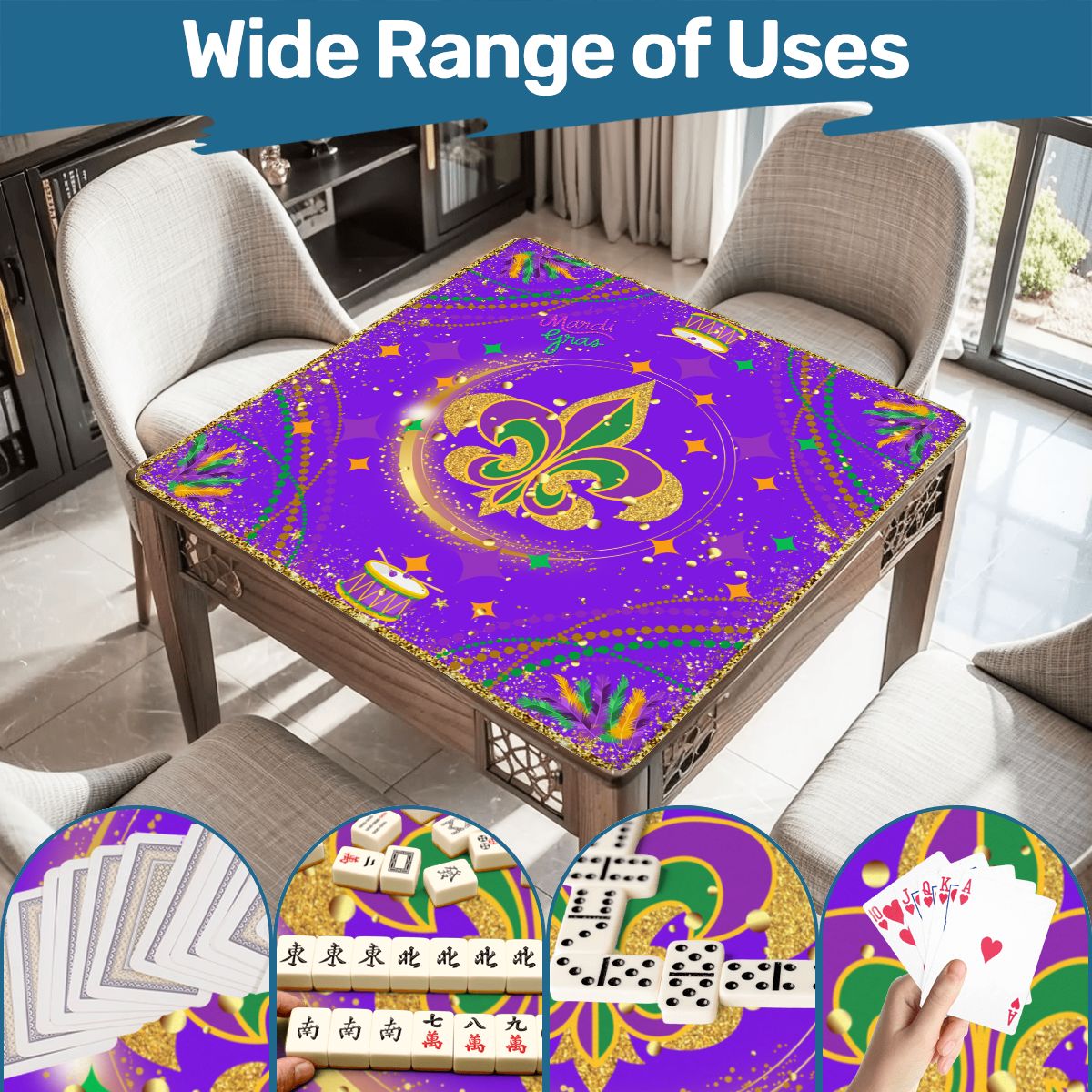 Mardi Gras Mahjong On Bourbon Street Carnival Glitz Mahjong Mat - Splash of Color Co.