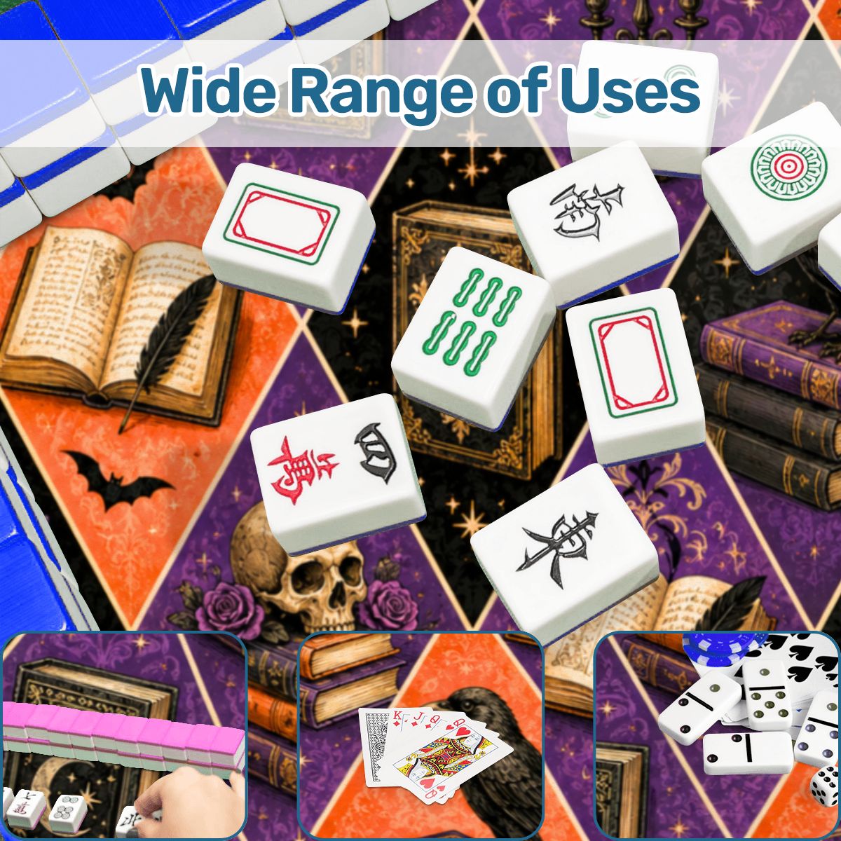 Harlequin Poe Halloween Fall Round Mahjong Mat