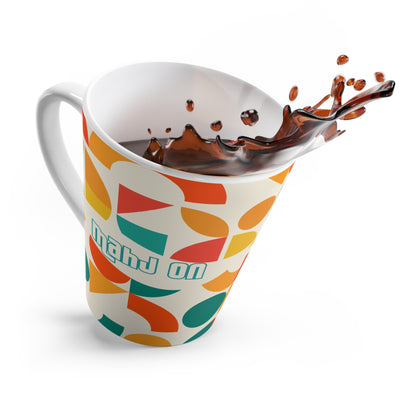 Mahj On Mahjong Lover Colorful Geometric Latte Mug, Orange, Teal, Yellow Mahj Gift
