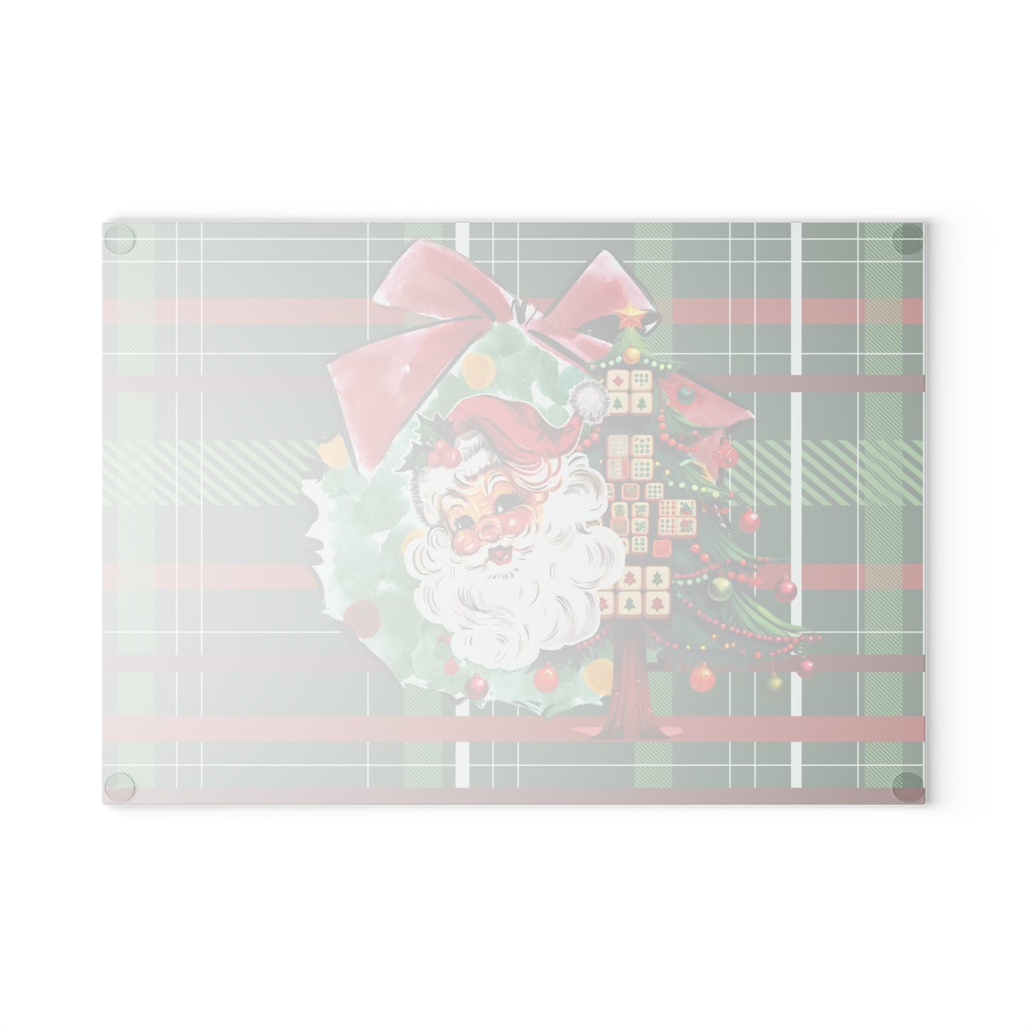 Mahjong Christmas Vintage Santa Glass Cutting Board