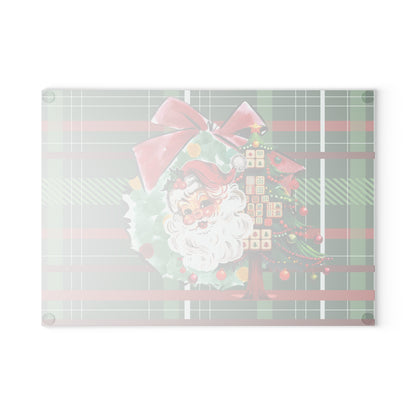 Mahjong Christmas Vintage Santa Glass Cutting Board