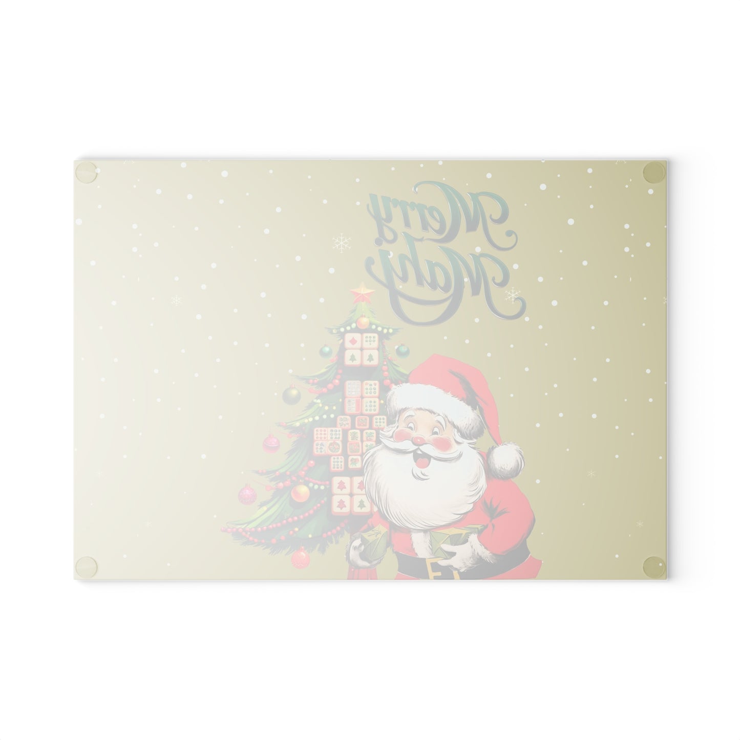 Mahjong Christmas Jolly Santa Merry Mahj Serving Cutting Board