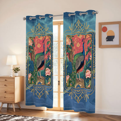 Asian Peacock, Elegant Chinoiserie Blackout Window Curtains - Splash of Color Co.