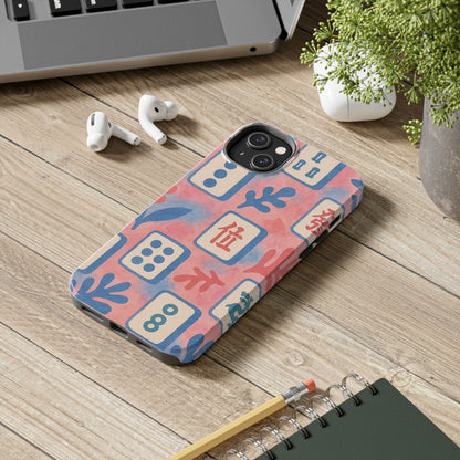 Mahjong Phone Case, Pink Pastel Blue Mahj Lover Mahjong Tile Phone Case