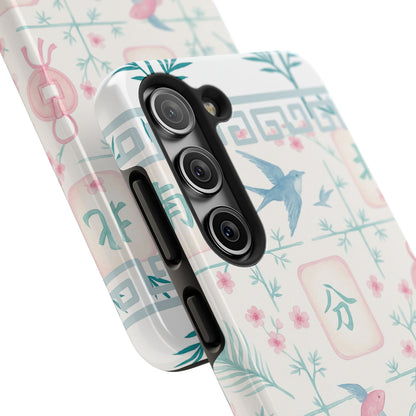 Whimsical Mahjong Tile Pastel Preppy Tough Phone Cases with Vibrant Oriental Designs Mahj Lover Gift