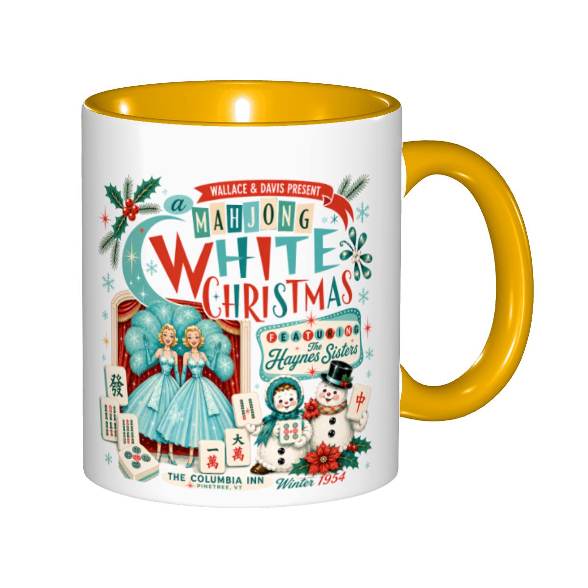 Mahjong White Christmas Nostalgic Haynes Sister Holiday Gift Mug