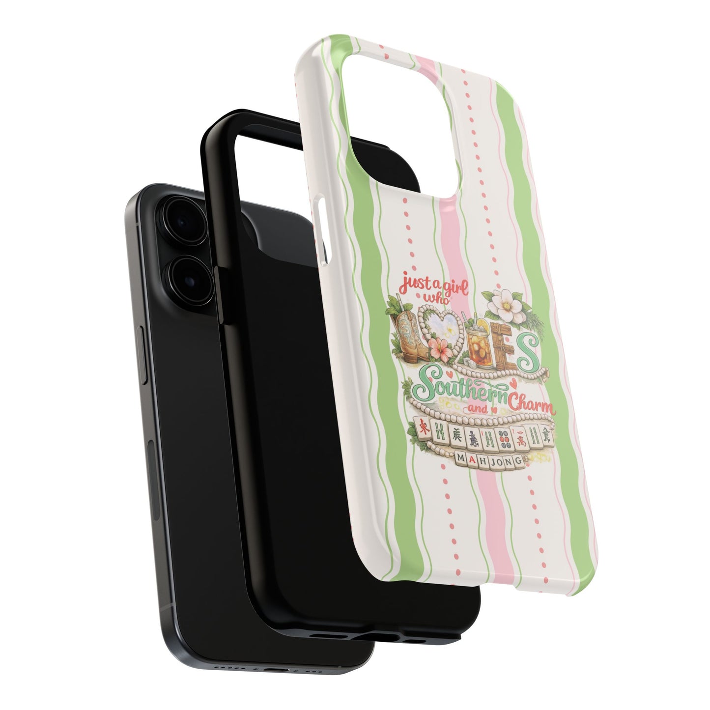 Just a Girl, Who Loves Southern Charm and Mahjong Preppy Pastel Phone Cases - Splash of Color Co.