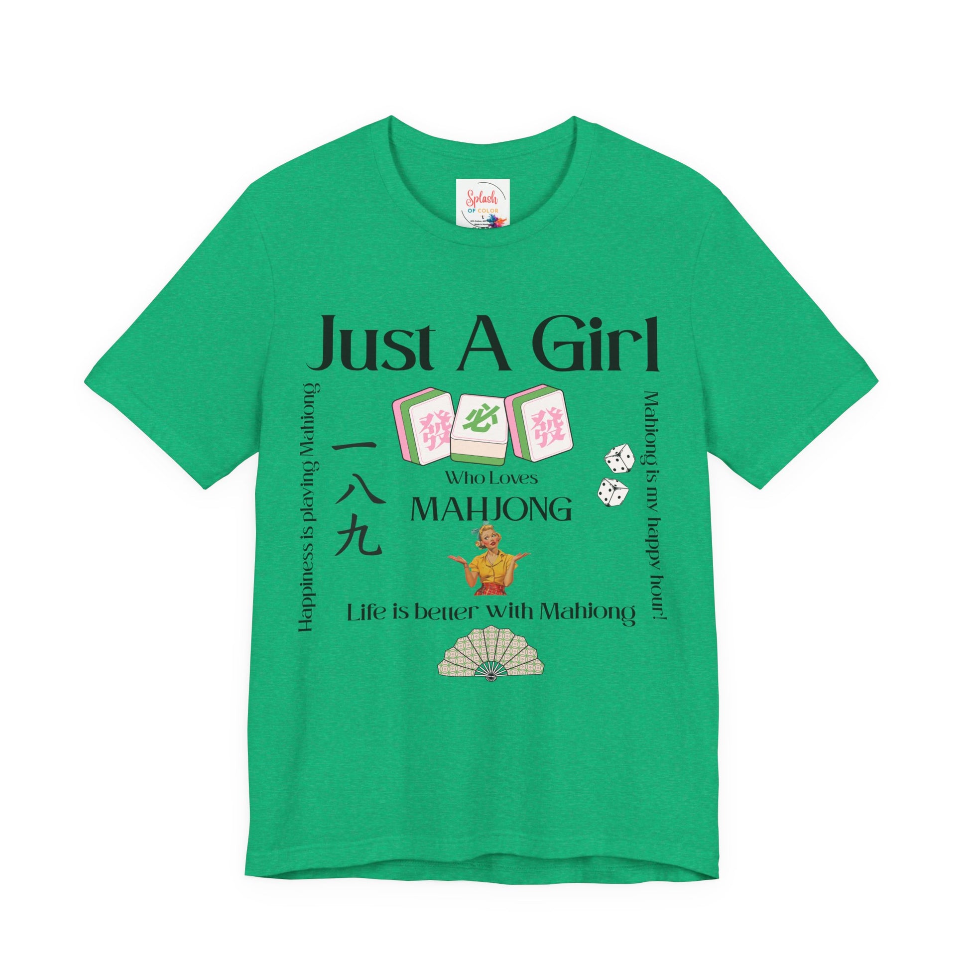 Just A Girl Who Loves Mahjong T-Shirt | Mahjong Tiles, Fan Graphic - Splash of Color Co.