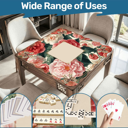 Floral Charleston Camellias Scalloped Mahjong Mat - Splash of Color Co.