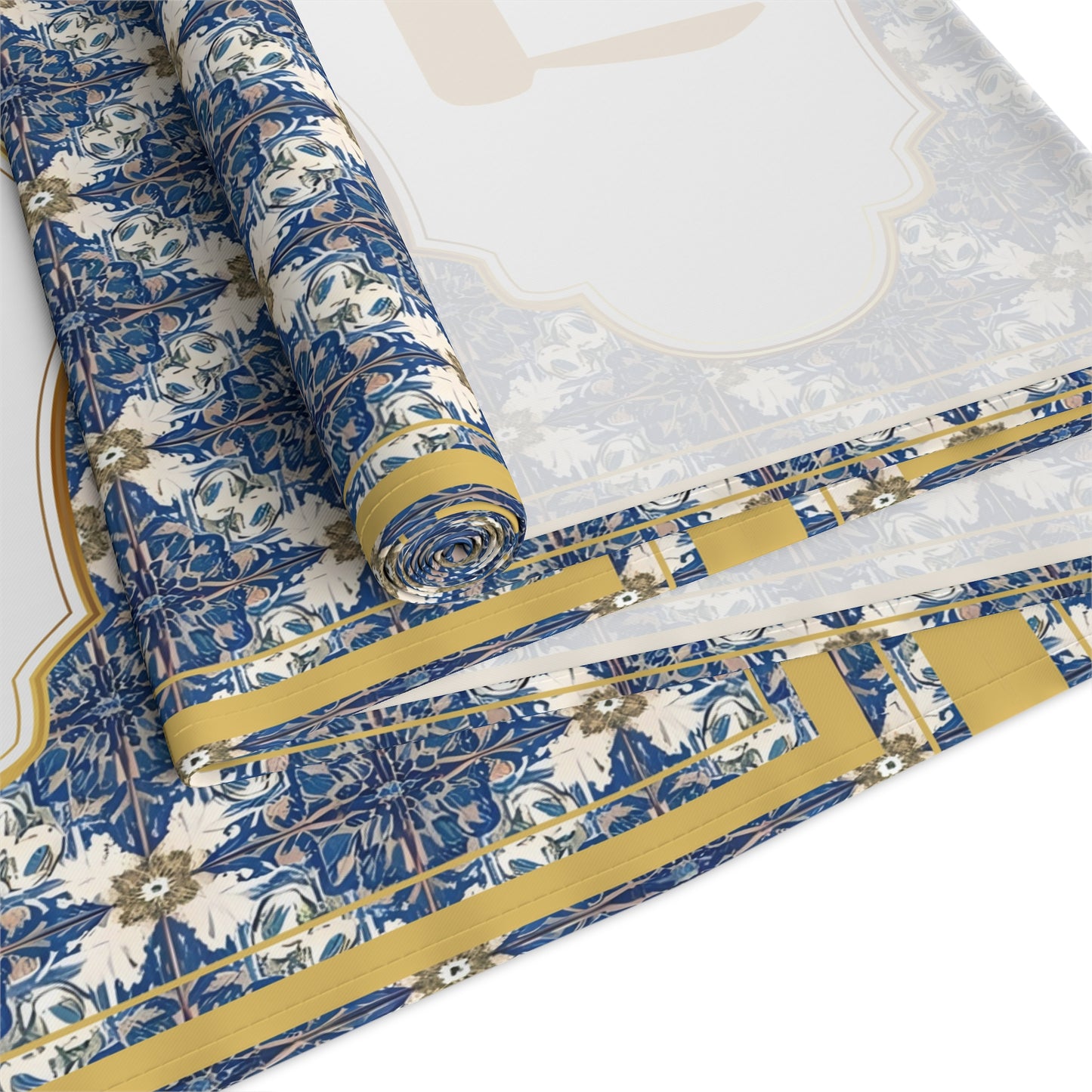 Chai Royale Jewish Designed Table Runner — Blue & Gold Jewish Dining Decor - Splash of Color Co.