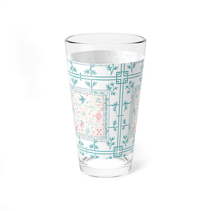 Mahjong Drinkware, Pastel Tiles, Charming Mixing Glass, 16oz – Vintage Floral Design, Perfect Mahjong Gift