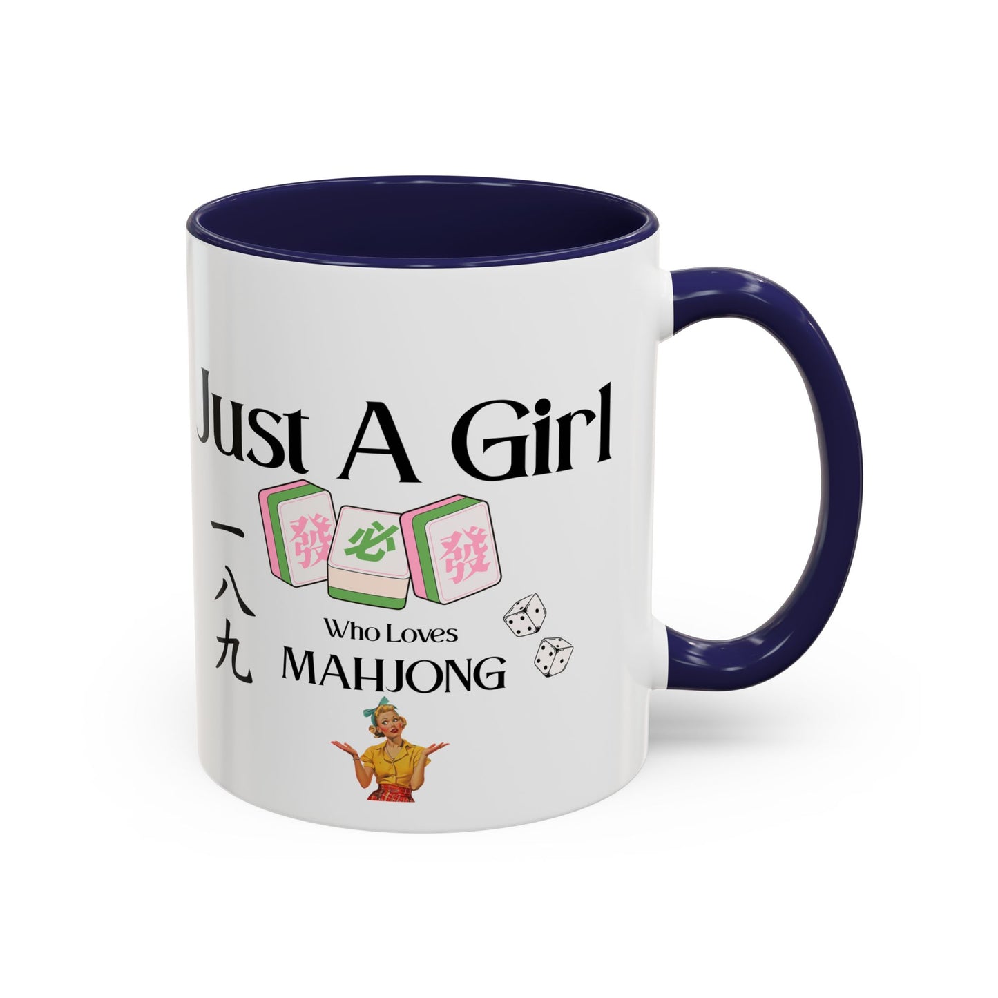 Mahjong Mug - "Just A Girl Who Loves Mahjong" Accent Coffee Mug - Splash of Color Co.