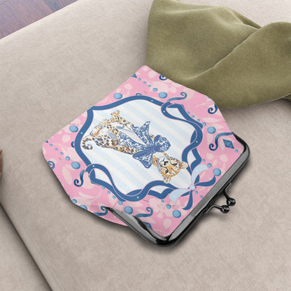 Charleston Cheetah Pink Preppy Women's Leather Kiss Lock Coin Purse - Splash of Color Co.