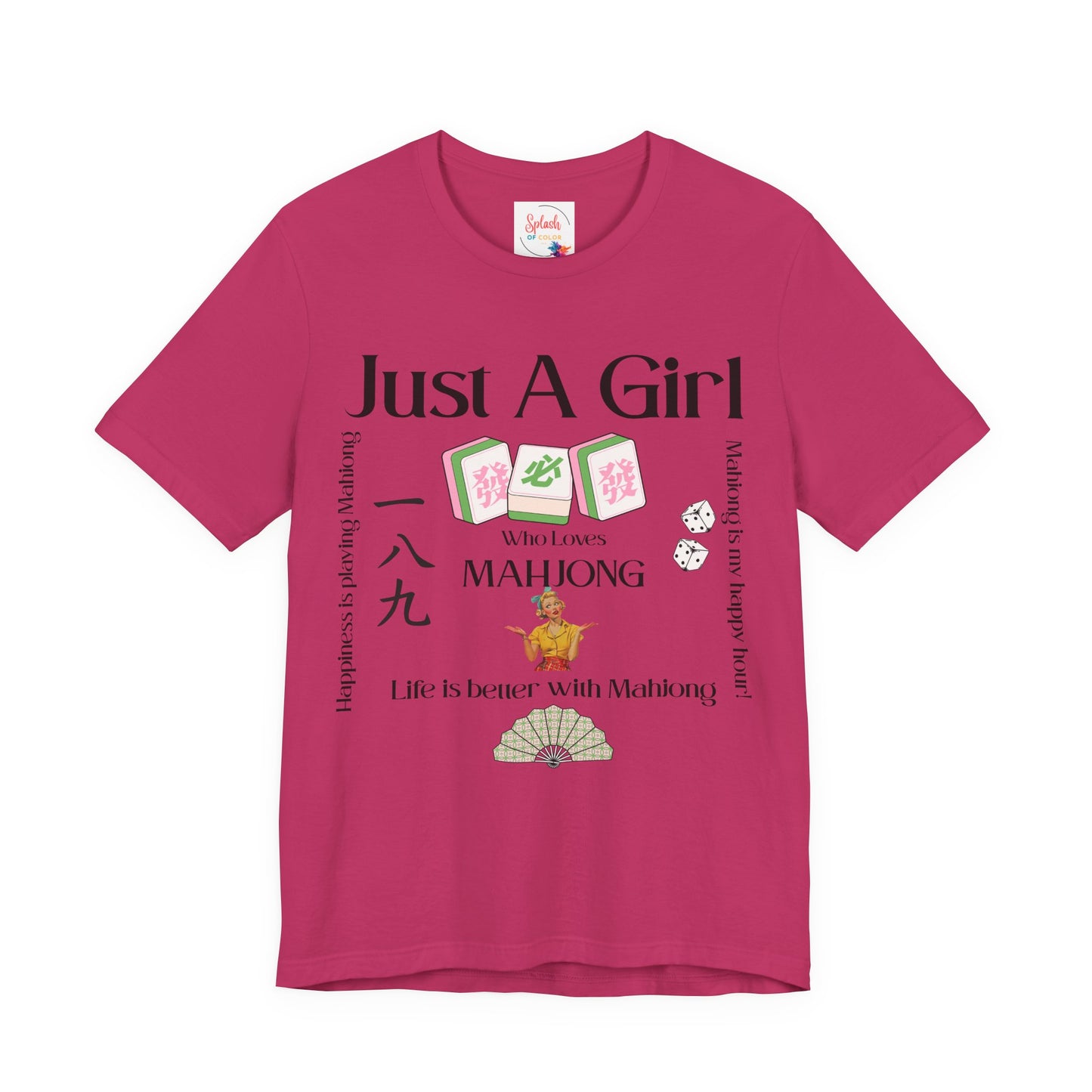 Just A Girl Who Loves Mahjong T-Shirt | Mahjong Tiles, Fan Graphic - Splash of Color Co.
