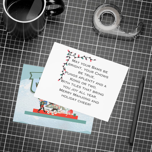 Festive Merry Mahjong Postcard Christmas Card Bundle | Holiday Greetings for Players | Fun Gift for Friends & Family, Mahjong Enthusiasts, Christmas