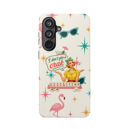 Funny Mahjong Tropical Flamingo Phone Case — “I Don’t Give a Crak” Magnetic Impact-Resistant Case