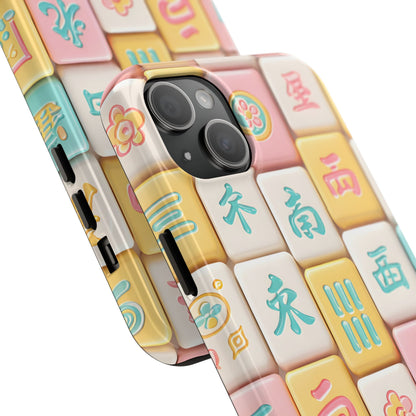 Pastel Mahjong Tile Phone Case | Cute Asian Game Pattern, Durable Protective Case - Splash of Color Co.