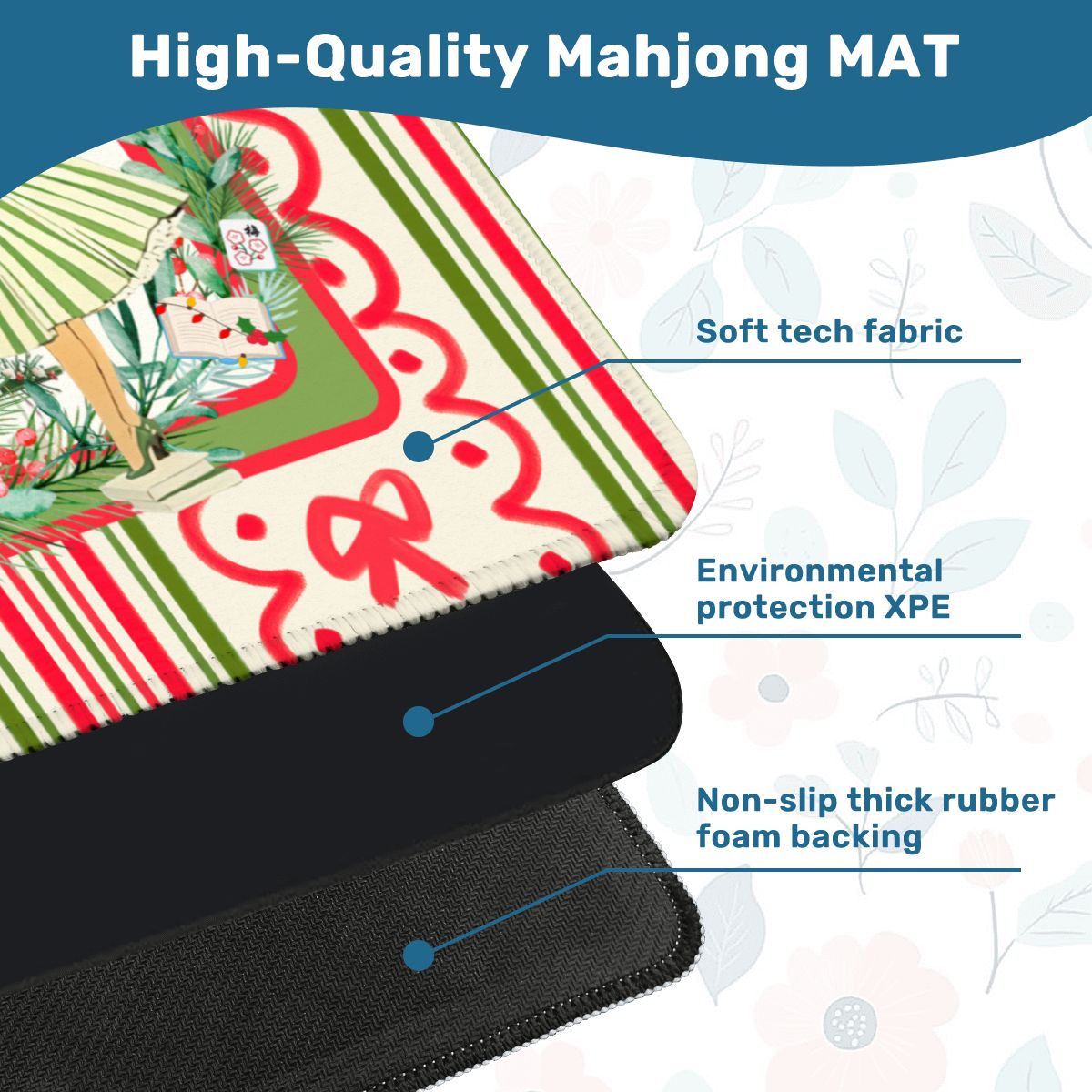 Mahjong Christmas Mat, Books Nooks Nostalgic Vintage Christmas - Splash of Color Co.