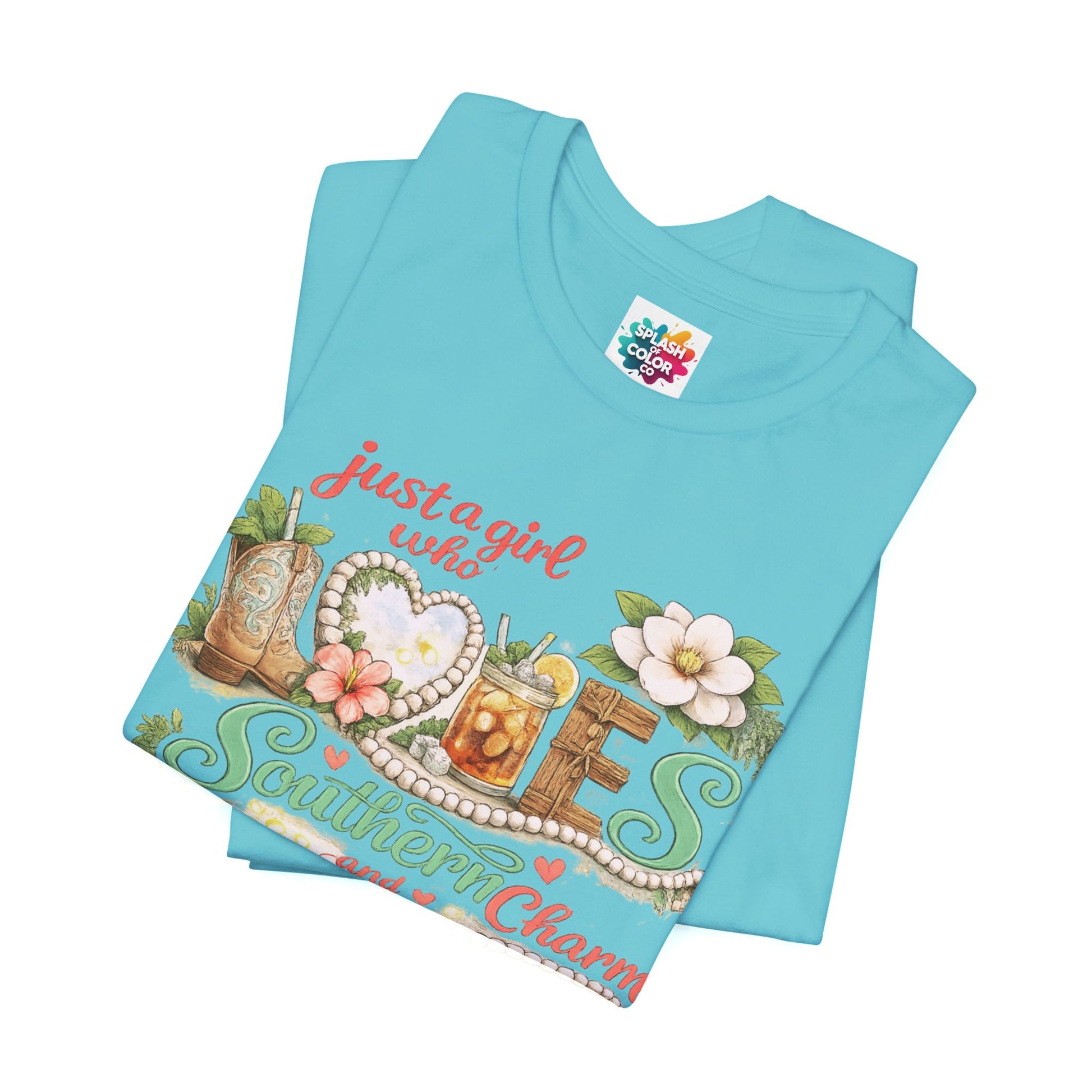 Just a Girl Who Loves Southern Charm Mahjong tee | Floral Mahjong Tiles Shirt - Splash of Color Co.