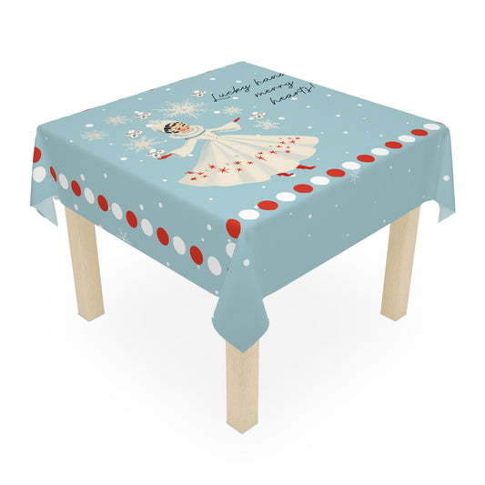 Festive Mahjong Christmas Tablecloth, Lucky Hands Merry Hearts Snowflake Tablecloth