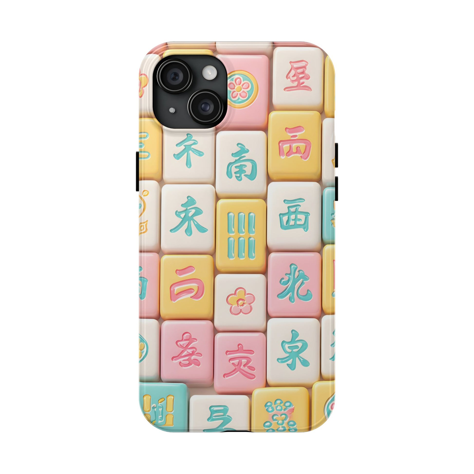 Pastel Mahjong Tile Phone Case | Cute Asian Game Pattern, Durable Protective Case - Splash of Color Co.