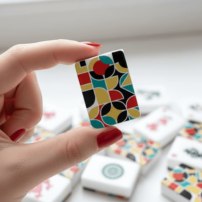 The Modmaxcentric Geometric American Mahjong Tiles And Carry Case - Splash Of Mahj And Color Co.
