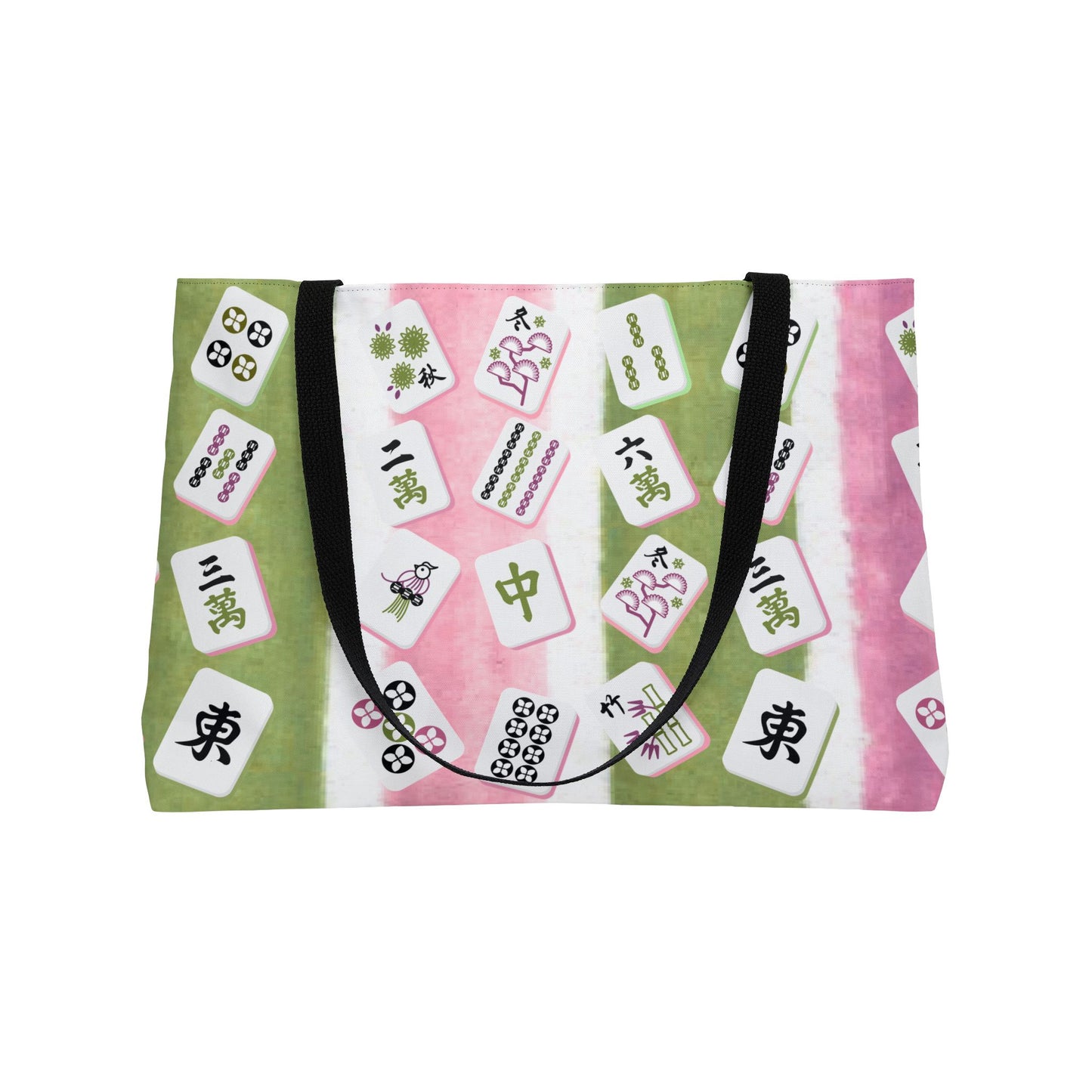 Mahjong Tiles And Accessories Preppy Pink Green Mahjong Pattern Tote Bag - Splash of Color Co.
