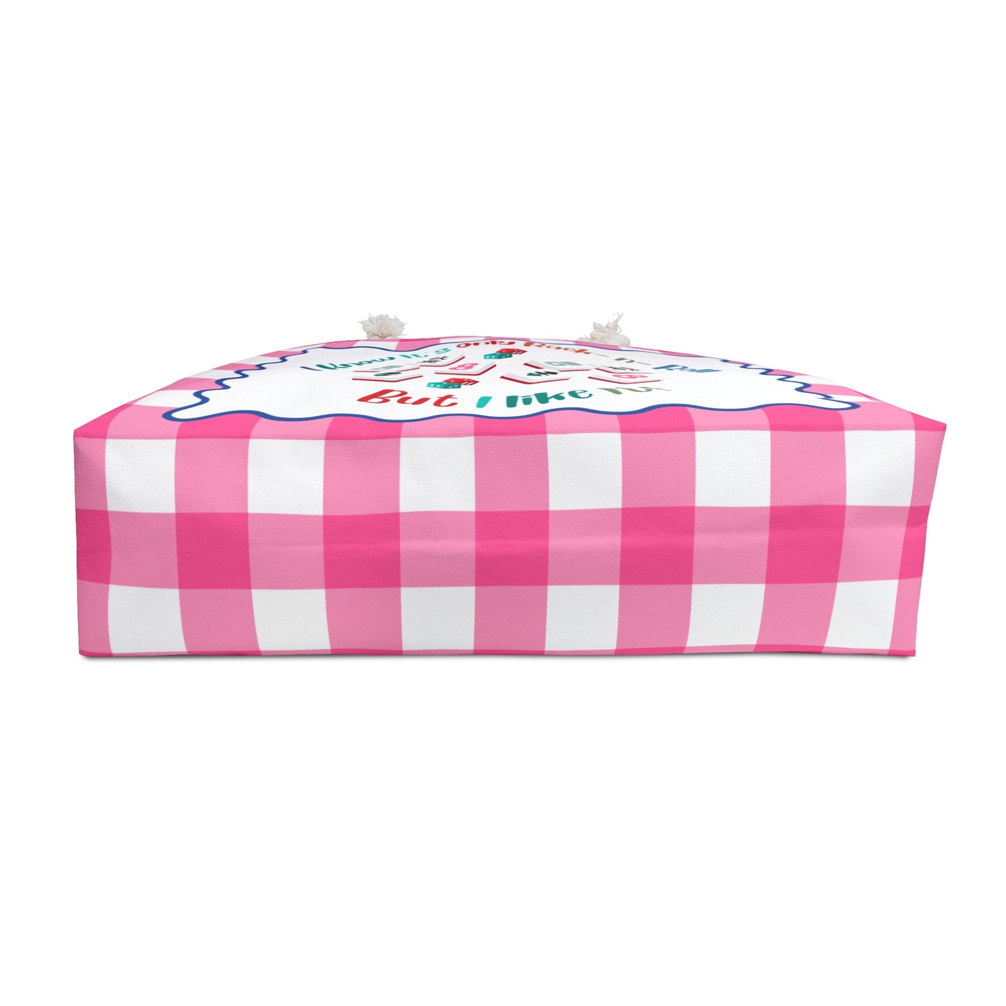 Mahjong Tile Accessory Bag, Pink Gingham Mahjong Design "I Know It's Only Rock - n - Roll But I Like It" - Splash of Color Co.