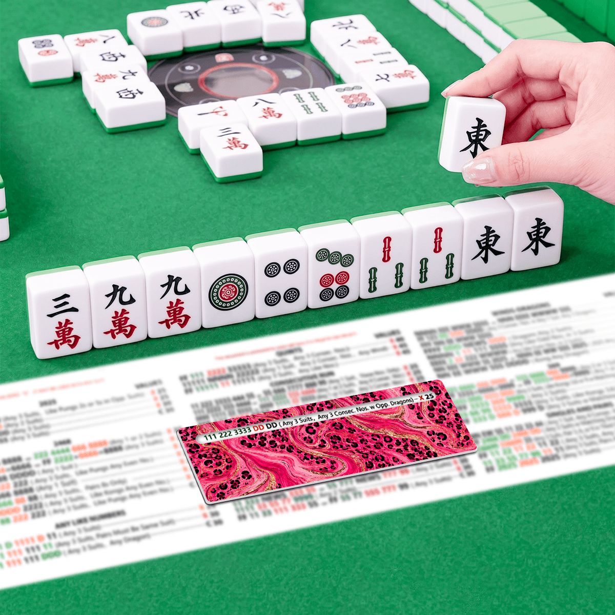 Mahjong Line Reader 4 Pack Luxe Glam Hot Pink Leopard Print
