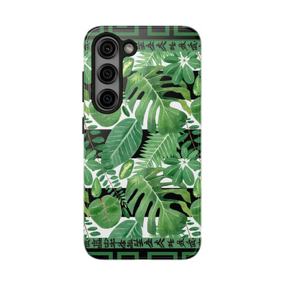 Tropical Mahjong Phone Case Tough Phone Case, Monstera Boho Style