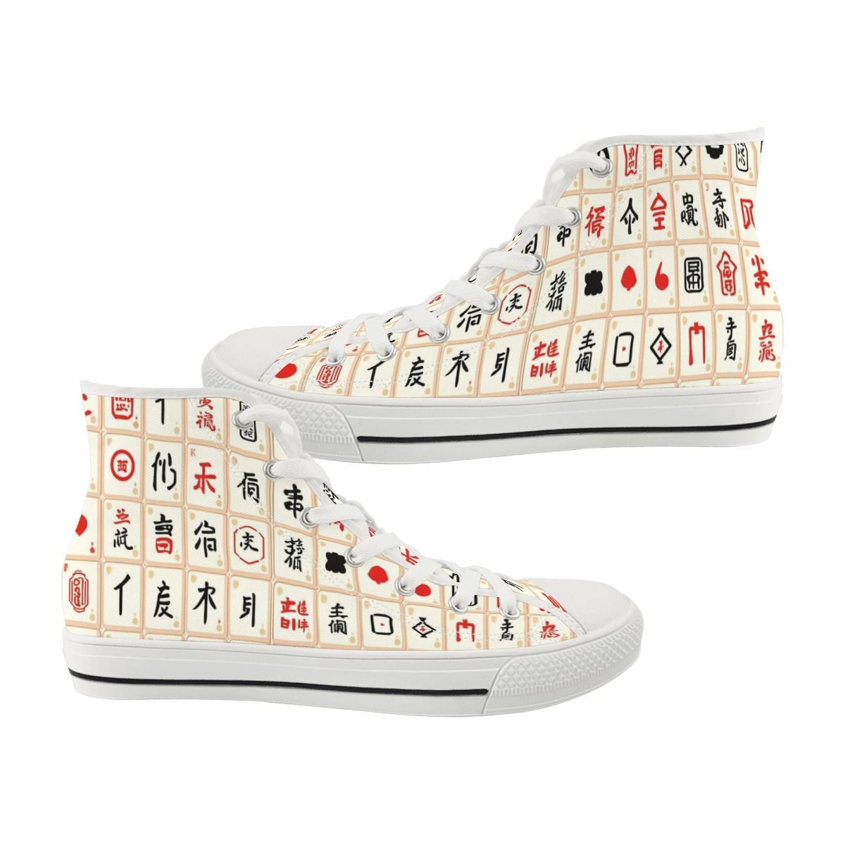 Mahjong Designed Hip Men's High Top Canvas Sneakers - Splash of Color Co.