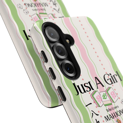 Just A Girl Who Loves Mahjong Phone Case | Mahjong Tiles Pattern - Splash of Color Co.