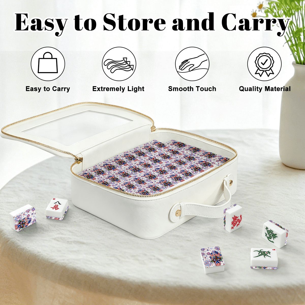 Starburst Americana Red White And Blue Patriotic American Mahjong Tiles And Carry Case - Splash Of Mahj And Color Co.