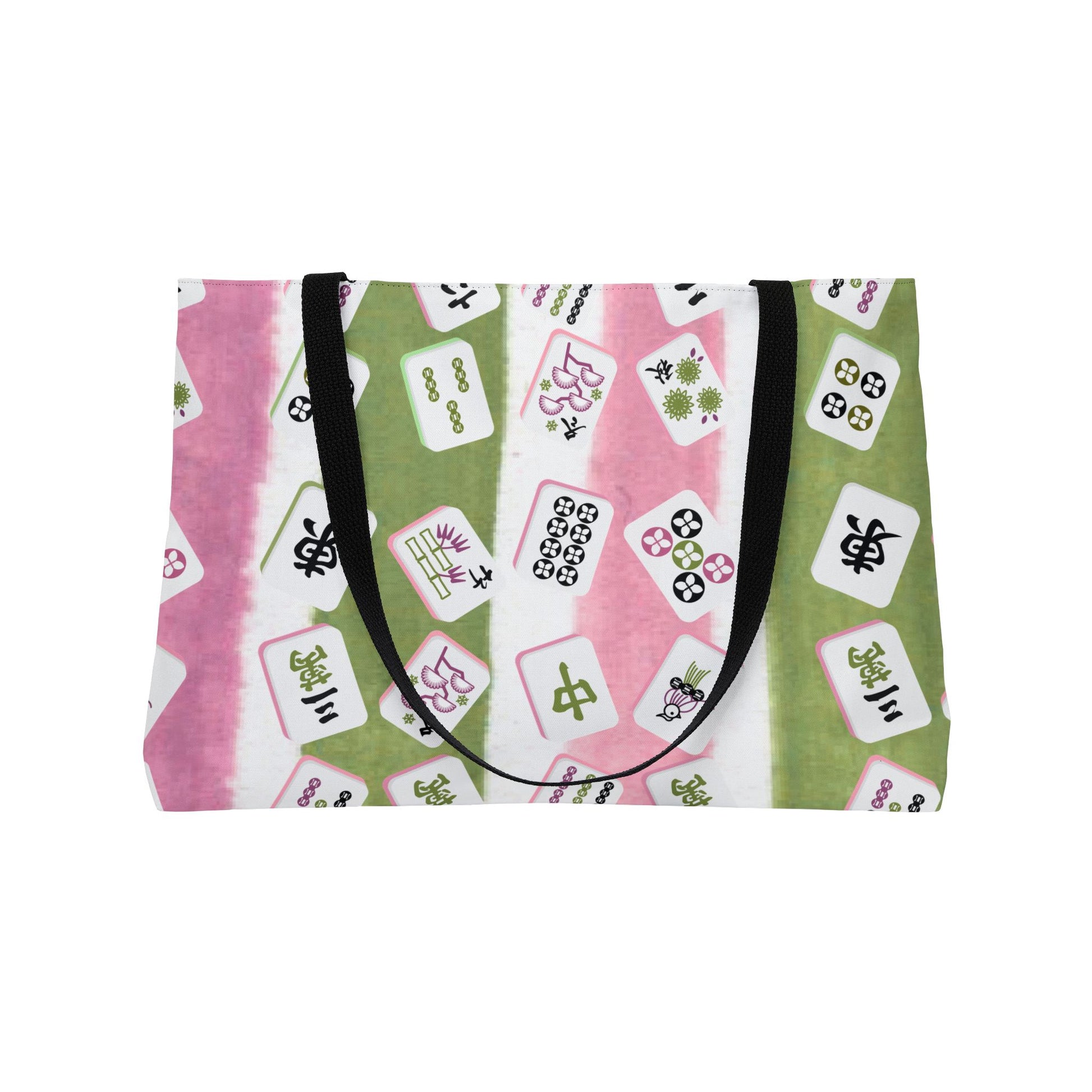Mahjong Tiles And Accessories Preppy Pink Green Mahjong Pattern Tote Bag - Splash of Color Co.