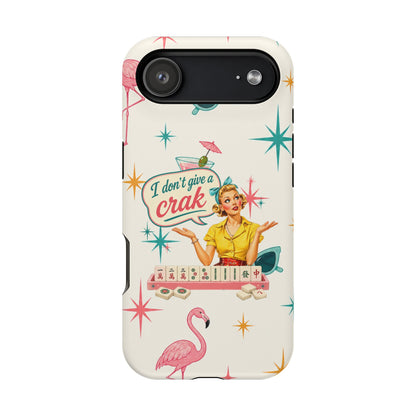 Funny Mahjong Tropical Flamingo Phone Case — “I Don’t Give a Crak” Magnetic Impact-Resistant Case