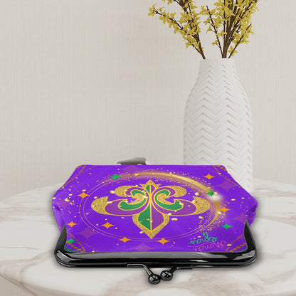 Mardi Gras Party Time Women's Leather Kiss Lock Coin Purse - Splash Of Mahj And Color Co.