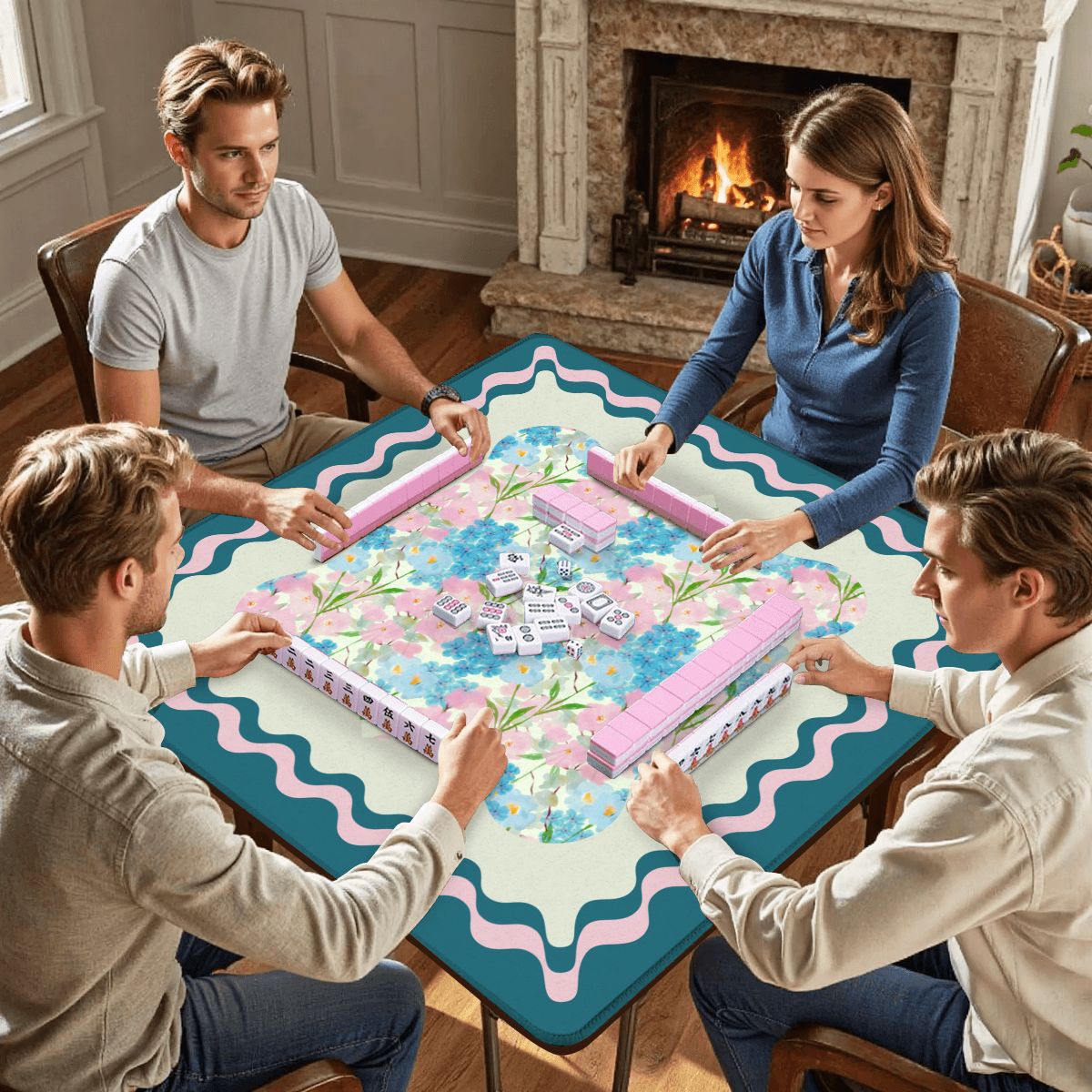 Tealara Bloom Mahjong Mat - Splash of Color Co.