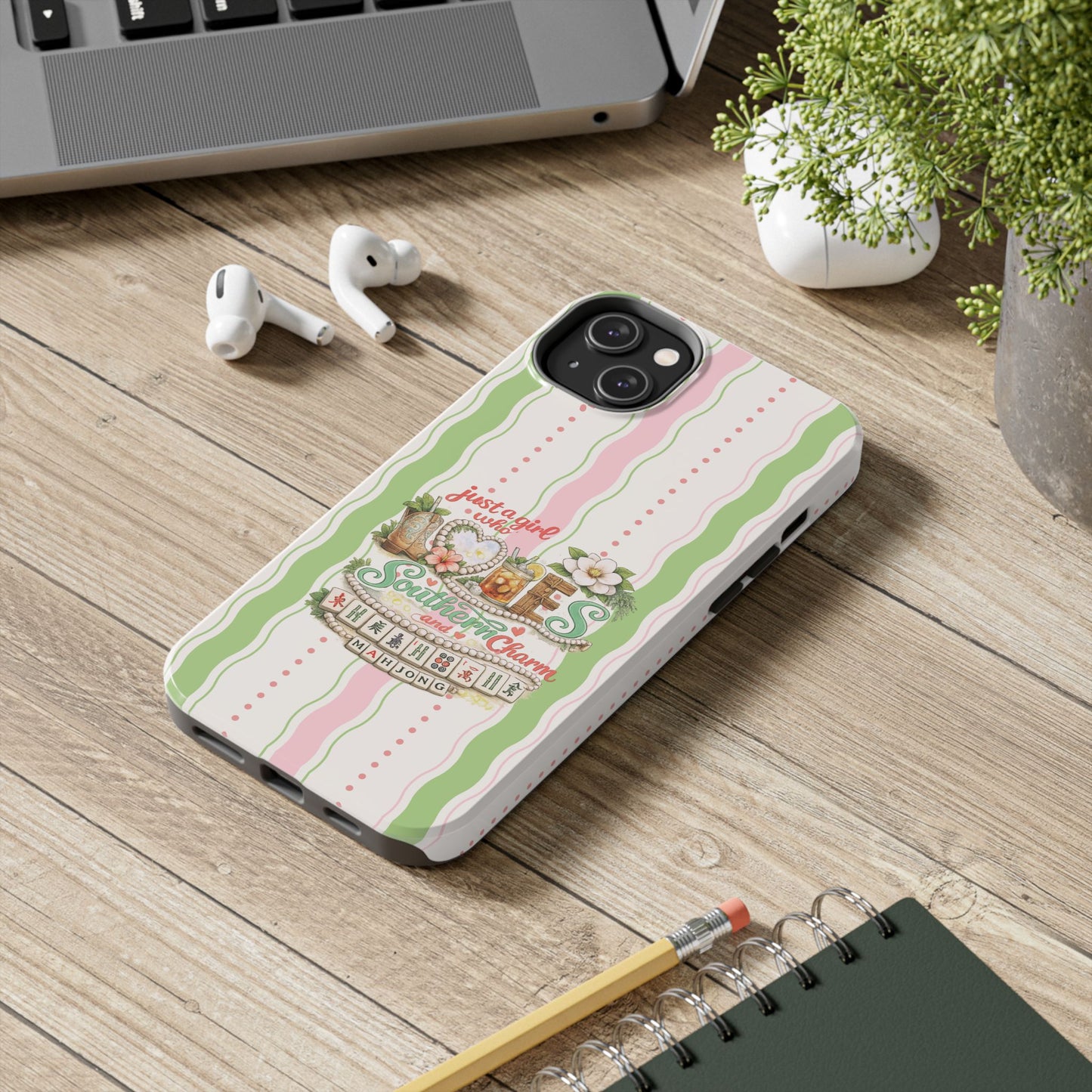 Just a Girl, Who Loves Southern Charm and Mahjong Preppy Pastel Phone Cases - Splash of Color Co.