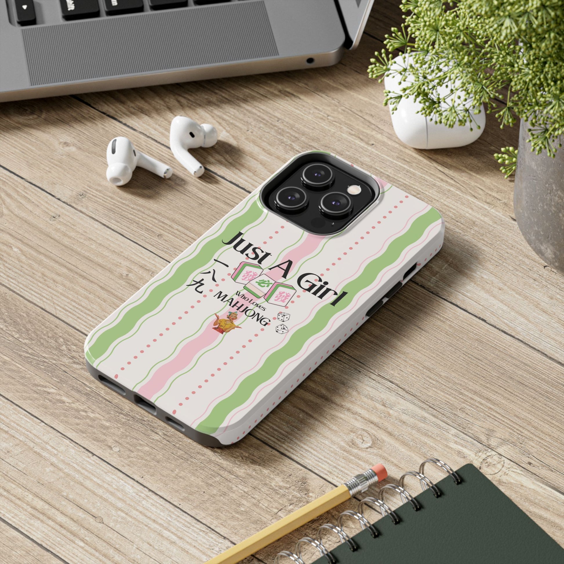 Just A Girl Who Loves Mahjong Phone Case | Mahjong Tiles Pattern - Splash of Color Co.