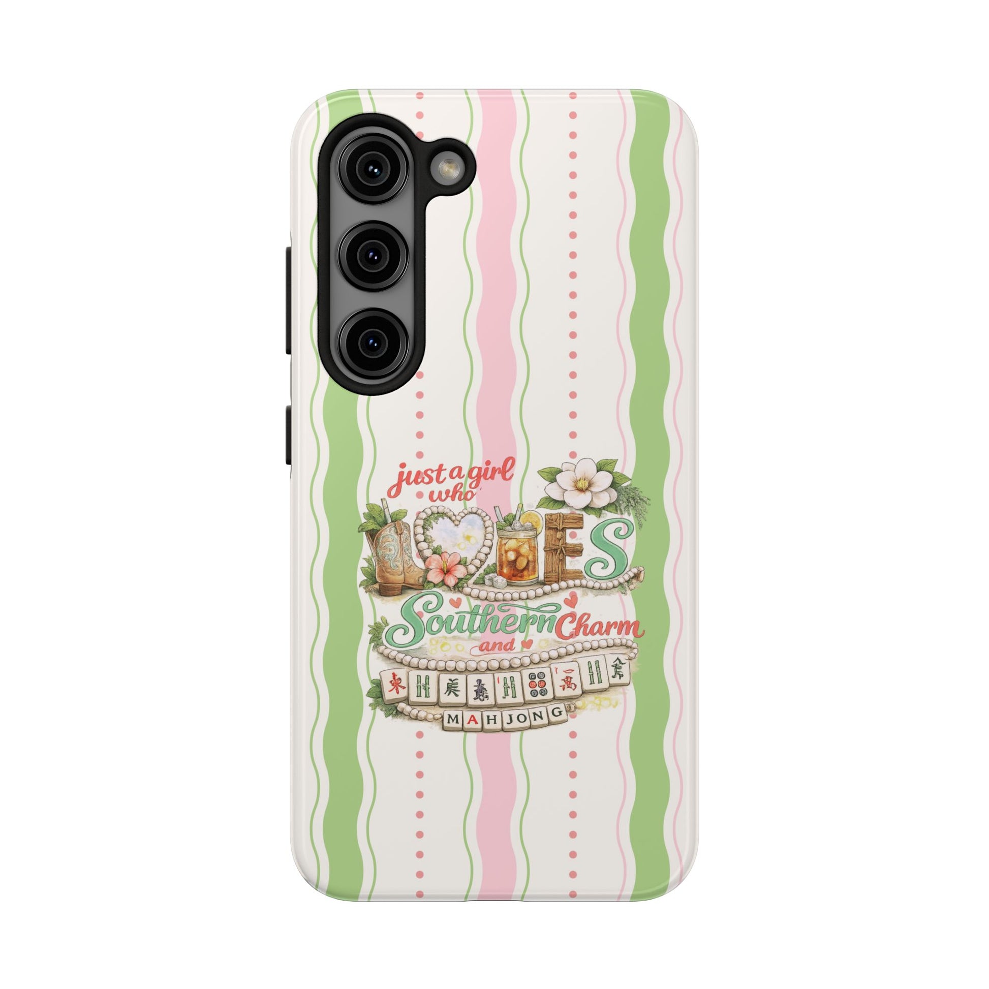 Just a Girl, Who Loves Southern Charm and Mahjong Preppy Pastel Phone Cases - Splash of Color Co.
