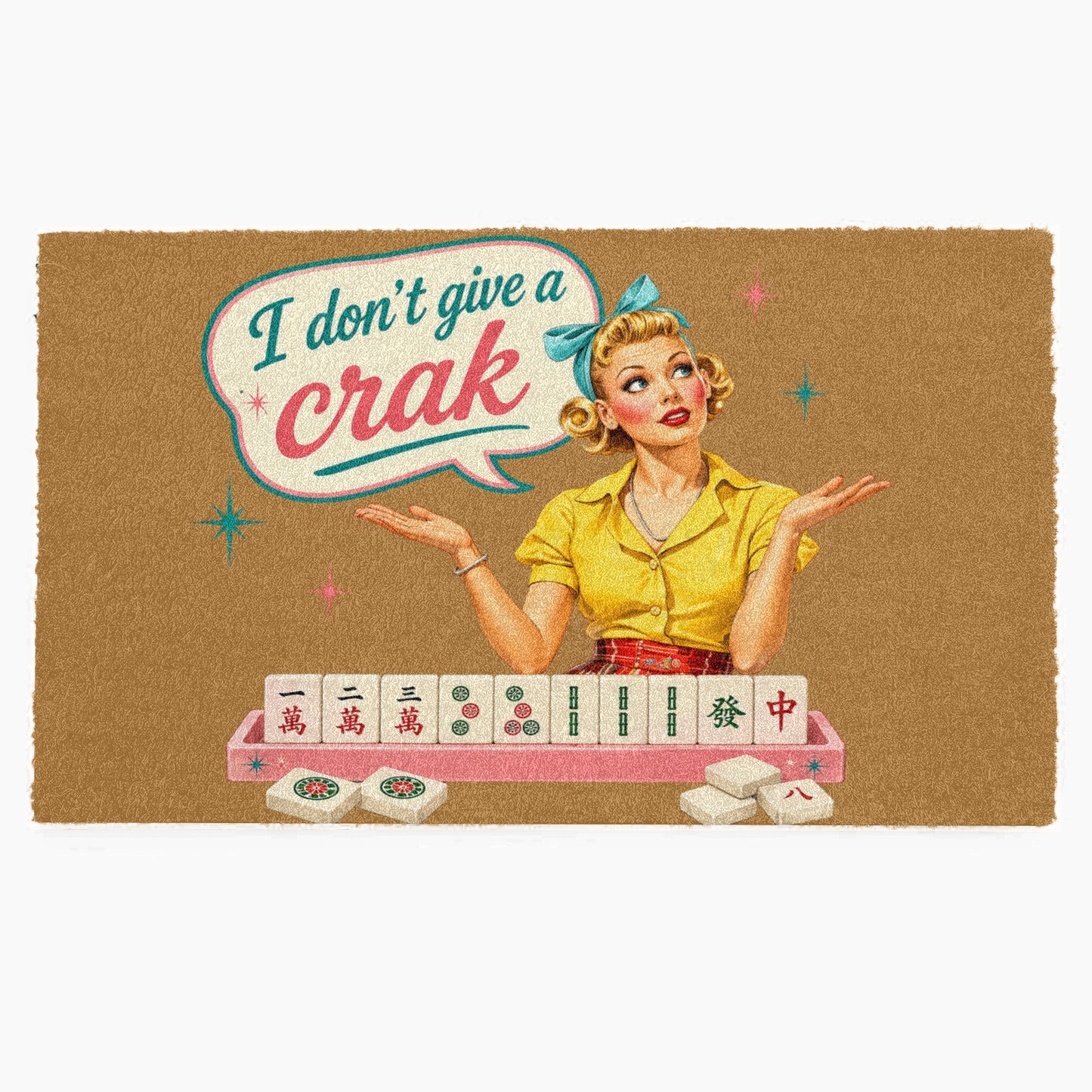 Mahjong Funny Welcome Mat, I Don't Give A Crak - Splash Of Mahj And Color Co.