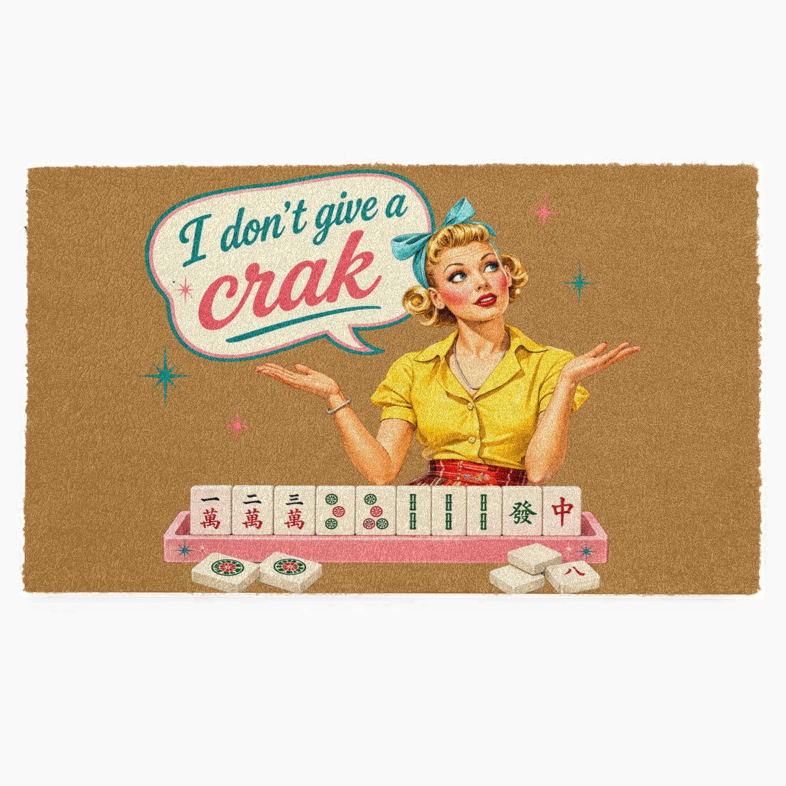 Mahjong Funny Welcome Mat, I Don't Give A Crak - Splash Of Mahj And Color Co.