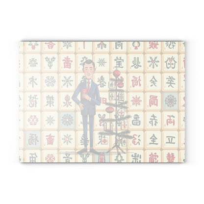 The Lance Of Mahjong Festive Christmas Mahjong Chacuterie Entertaining Cheese Glass Cutting Board - Splash of Color Co.