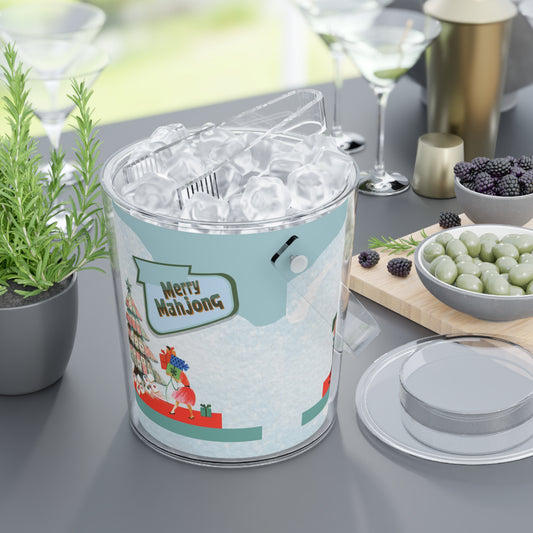 Mahjong Christmas Merry Mahjong Festive Ice Bucket with Tongs